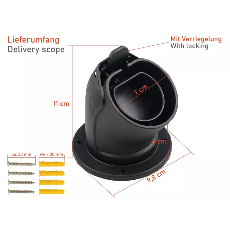 kabelmeister Wall Mount for Type 2 EV Charging Cable - Black
