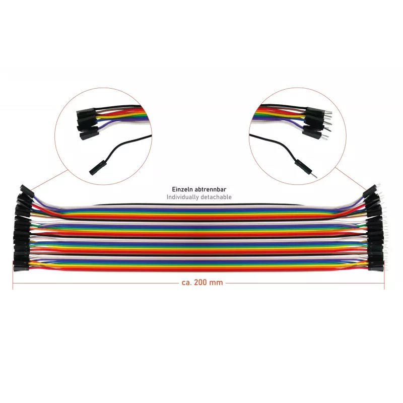 kabelmeister Jumper Wire 40-Pin Separable Wires for Arduino, Raspberry Pi etc., Male to Female