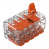 WAGO 221-420 Kompaktiška jungtis su svirtelėmis, 10 laidininkų, 0,2–4 mm², permatomas korpusas, oranžinė svirtelė, 10 vnt. pakuotė