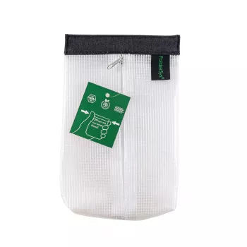 FolderSys SnapBag DIN A6 skaidrus, permatomas, be PVC, dokumentų segtuvas su juoda siūle