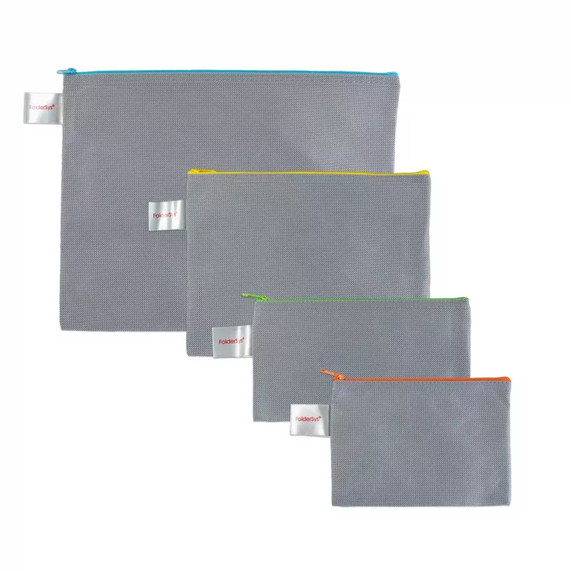FolderSys Zipper Pouch DL Grey Opaque Non-Woven PP 120 x 220 mm