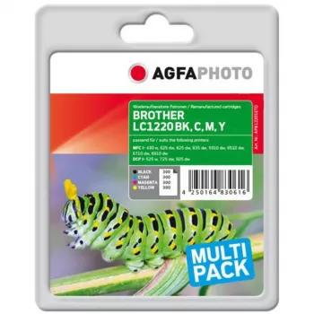 AGFAPHOTO APB1220SETD suderinamų rašalo kasečių rinkinys 4 vnt. (juoda, geltona, žydra, raudona) High Yield XL