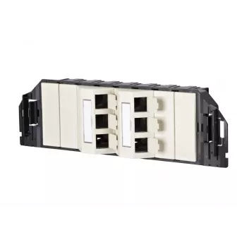 MetzConnect E-DAT subway 6x8(8) GB3 tuščias duomenų prijungimo blokas - Cat6 - 6x RJ45 - Perlų baltumo - be modulių (1309360601-E)