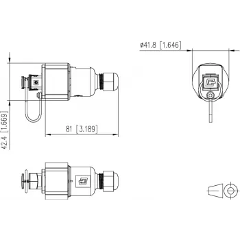 METZ CONNECT 1401145512KE RJ45 lauko montavimo jungtis Cat.6A ekranuota IP67 juoda 41,8 mm