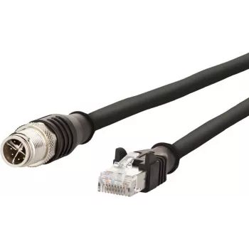 METZ CONNECT M12 jungiamasis kabelis, juodas, 4 kontaktų, X koduotė, 2 m
