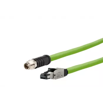 METZ CONNECT pramoninis Ethernet kabelis su M12 X-koduotomis jungtimis CAT 6a SF/UTP 10 m žalias PUR apvalkalas, tinkamas kabelių grandinėms (142M6X18100)