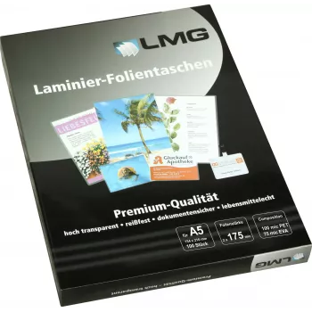 LMG Laminavimo Maišeliai A5 Blizgūs 100 Vnt 175 Mikronų