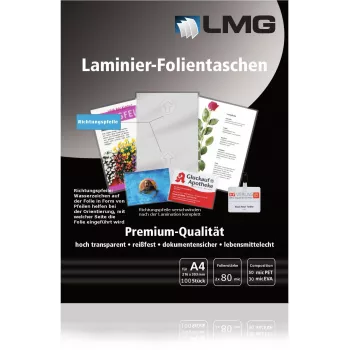 LMG Laminating Pouches A4 80 Micron Glossy 100 Pieces