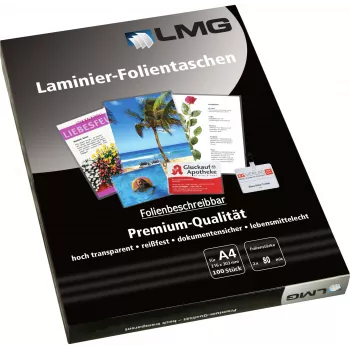 LMG Laminating Pouches A4 Glossy 80 Micron 100 Sheets