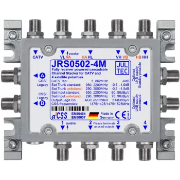 JULTEC JRS0502-4M 4x1 SAT/Vardinis Multiswitch, 2 Išėjimai, DiSEqC 1.0/2.0, JRM Technologija