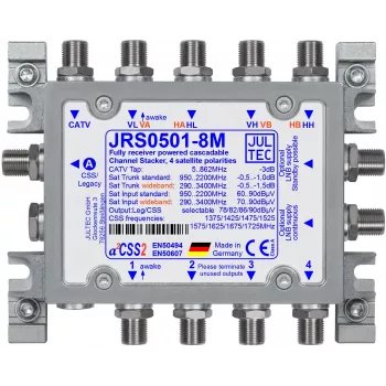 Jultec JRS0501-8M 8 krypčių multiswitch su 4 SAT ir 1 antžeminės televizijos įėjimais