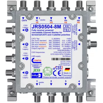 JULTEC JRS0504-8M Unicable II vieno laido keitiklis 4 SAT įėjimai 8 vartotojų juostos