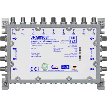 JULTEC JRM0908T 9/8 multiswitch – SAT IF jungiklis su 8 palydoviniais ir 1 antžeminiu įėjimu bei 8 abonentų išėjimais