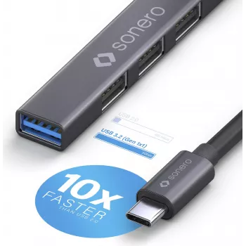 PureLink sonero USB 3.2 Gen1x1 Hub - 4 Port USB-A Male - 0,50m - Space Grey