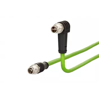 METZ CONNECT M12 X-koduotas jungiamasis kabelis 1m Cat.6A S/FTP PUR žalias 142M2X1A010