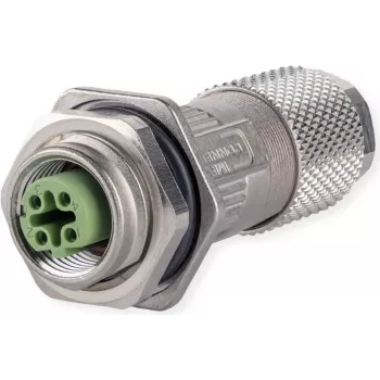 METZ CONNECT M12 lizdas su flanšu, A koduotas, 4 kontaktų, moteriškas, lauke montuojamas, IP67
