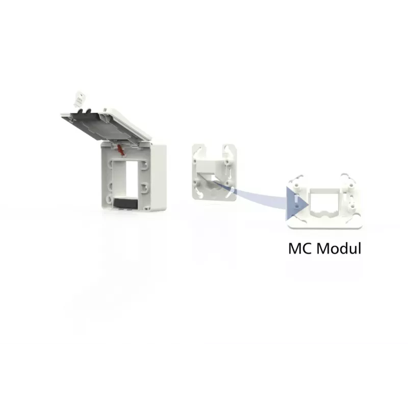 METZ CONNECT Įleidžiama dėžutė IP44 2 prievadai neužpildyta MC moduliams, gryna balta