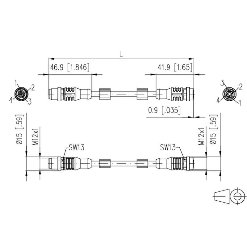 METZ CONNECT Industrial Ethernet Patch Cable - M12 D-coded (4-pin) to RJ45, Cat5e, PUR, Green, 1,0 m