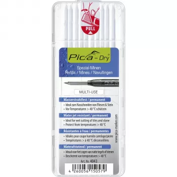 PICA-MARKER Pica DRY Refills White - 10 švino laidų, 2,8 mm, 85 mm