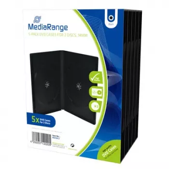 MEDIARANGE Retail Pack DVD Case Double - DVD Video Box - Talpa: 2 CD/DVD - Juoda (5 vnt. pakuotė)