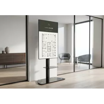 celexon Professional Adjust-3270MP Portrait Mobile Display Stand Trolley 32-70 col. ekranams, anoduotas aliuminis, matinis stiklas, juoda