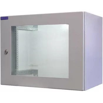 RESISTER 19 colių tinklo spinta Pro Aktiv – IP54/IP55 – stiklinės durys – 12U – 600x600 mm – aktyvus ventiliatorius – filtras – šviesiai pilka (RAL 7035)