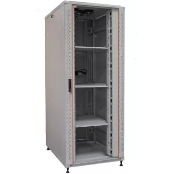 IT-BUDGET 19 colių tinklo spinta SRK – pilnas komplektas – 42U – 800x800 mm – stiklinės/plieninės durys – 4 aktyvūs ventiliatoriai – PDU – lentynos – surinkta – šviesiai pilka (99ITB19SRK4288GGM)