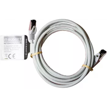 IT-BUDGET Full Copper Premium Patch Cable - Flex AWG 26 - Cat.8.1 - 2000 MHz - Halogen-Free - PoE+ - 40 Gbit - Grey - 2 m