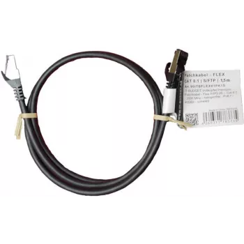 IT-BUDGET Full Copper Premium Patch Cable - Flex AWG 26 - Cat.8.1 - 2000 MHz - Halogen-Free - PoE+ - 40 GBit - Black - 1,5 m