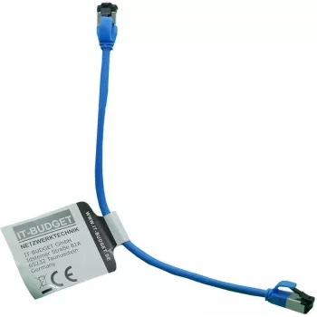 IT-BUDGET Full Copper Premium Patch Cable - Slim AWG 28 - Cat.8.1 - 2000 MHz - Halogen-Free - PoE+ - 40 Gbit - Blue - 0,15 m