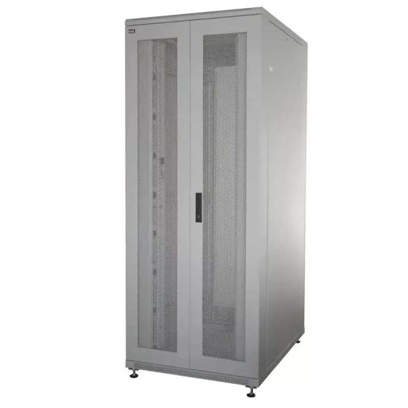 IT-BUDGET 19-Inch Network Cabinet SRK - 38U - Width 800mm x Depth 800mm - Perforated Double Doors Front and Rear - Cable Channels - Flatpack - Light Grey (90ITB19SRK3888DTGN)