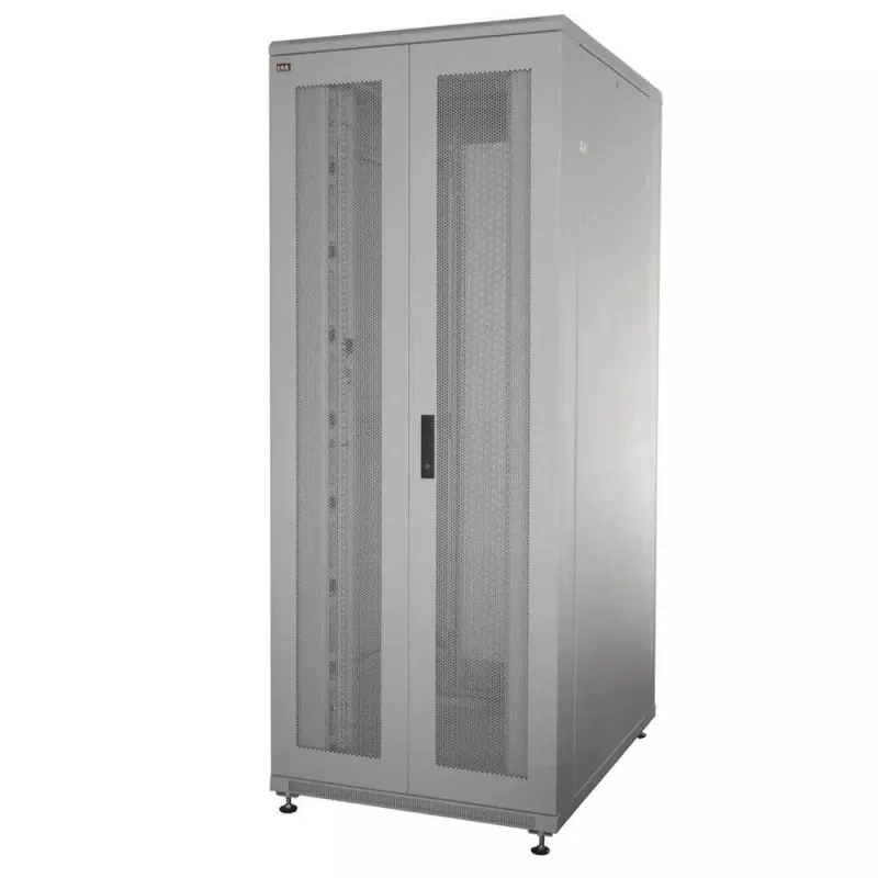 IT-BUDGET 19-Inch Network Cabinet SRK - 38U - Width 800mm x Depth 800mm - Perforated Double Doors Front and Rear - Cable Channels - Flatpack - Light Grey (90ITB19SRK3888DTGN)