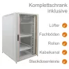 IT-BUDGET 19 inch Network Cabinet SRK Complete Set 27U 800x800mm Glass/Perforated Steel Door 4 Active Fans PDU Shelves Assembled Light Grey (99ITB19SRK2788GGM)