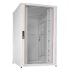 IT-BUDGET 19 inch Network Cabinet SRK Complete Set 27U 800x800mm Glass/Perforated Steel Door 4 Active Fans PDU Shelves Assembled Light Grey (99ITB19SRK2788GGM)