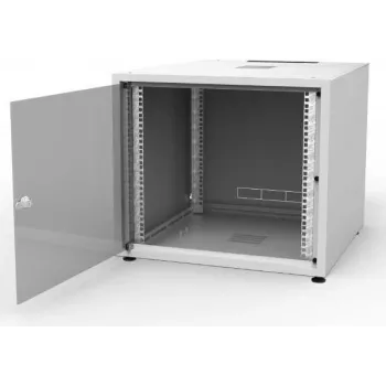 IT-BUDGET 19 inch tinklo spinta SJB - 10U - 600x600 mm - stiklinės durys - galinė panelė - šviesiai pilka (W-3987-01-01-011-BBL)