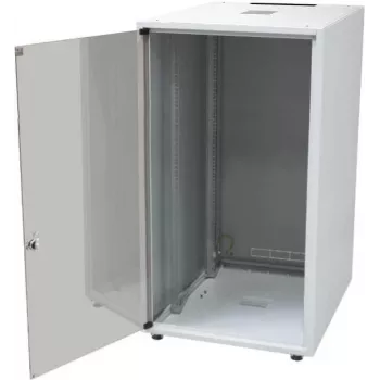 IT-BUDGET 19 colių tinklo spinta SJB - 18U - 600x600 mm - stiklinės durys - galinė panelė - šviesiai pilka (W-3987-01-04-011-BBL)