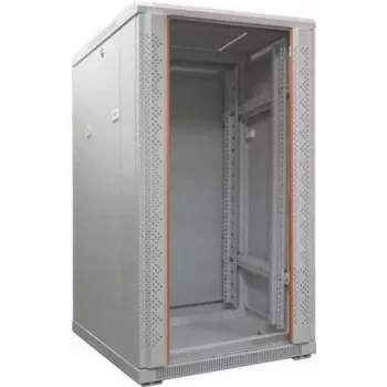 IT-BUDGET 19 colių tinklo spinta SRK - 27U - 600x600 mm - Grūdinto stiklo durys - Flatpack - Šviesiai pilka (90ITB19SRK2766GGN)