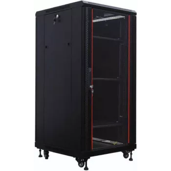 IT-BUDGET 19 colių tinklo spinta SRK - 27U - 600x600 mm - grūdinto stiklo/plieninėmis durelėmis - surinkta - juoda (99ITB19SRK2766GSNM)