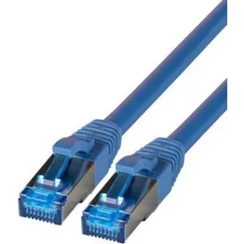 IT-BUDGET Full Copper Premium Patch Cable - Super Flex TPE - Cat.6A - 500MHz - LSZH - PoE+ - AWG 27 - Blue - 0,15 m