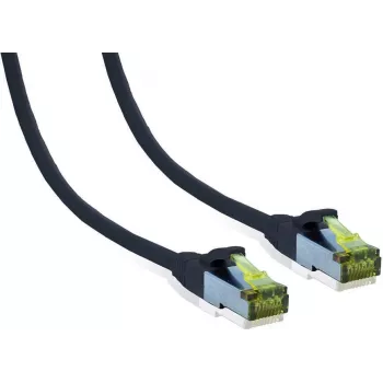 IT-BUDGET Full Copper Premium Patch Cable - Cat.6A su Cat.7 žaliava - 600 MHz - Halogen-Free - PoE+ - 10Gbit - Juoda - 0,5 m