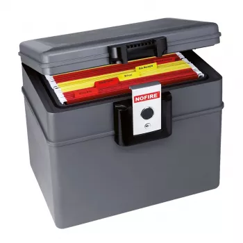 No Fire First Alert 2037FE Portable Safe - Key Lock - Black/Grey - 410x324x127 mm