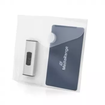 MEDIARANGE USB atmintukų laikymo dėklas su 2 skyriais ir skylutėmis segtuvui, 10 vnt. pakuotė, permatomas