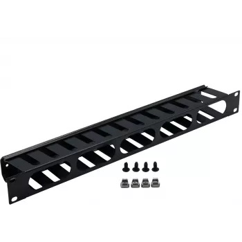 Rockstable 1U 19 colių kabelių valdymo panelė – juoda – SPCC plienas – 483 mm (RS19-02)