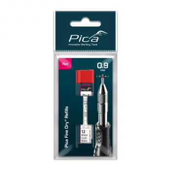 PICA-MARKER Pica Fine-Dry Refills Red - 10 šerdžių, 2,8 mm, 125 mm, lizdinė pakuotė