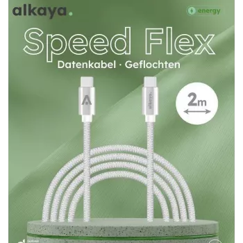ALKAYA Speed Flex USB-C to USB-C laidas 2 m Baltas (CL-60031)