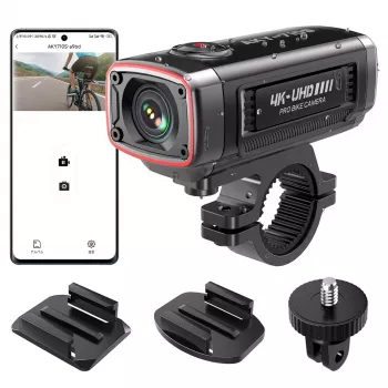 AKEEYO AKY-710S 4K motociklo vaizdo registratorius su dviem kameromis, GPS, Wi-Fi, IP67 – juodas