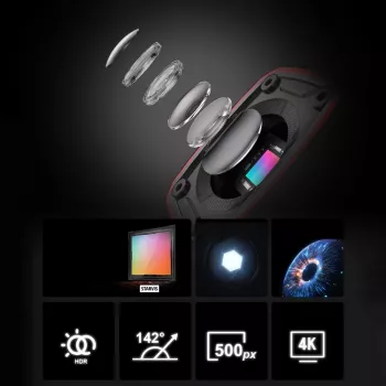 AKEEYO AKY-710S 4K motociklo vaizdo registratorius su dviem kameromis, GPS, Wi-Fi, IP67 – juodas
