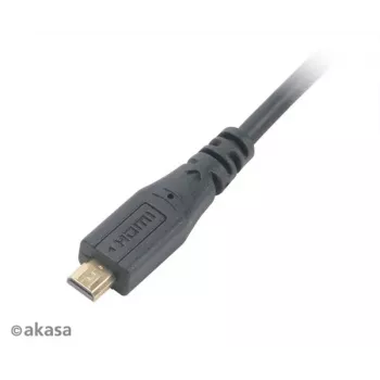 Akasa 1,5 m aukštos spartos HDMI su Ethernet laidu – HDMI A tipo (standartinis) į Micro HDMI – 4K – juoda