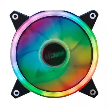 Akasa Vegas R7 120mm RGB LED ventiliatorius, 500-1500 RPM, 41.9 CFM, 23,8 dB(A), PWM, 4-pin RGB, ASUS Aura Sync, MSI Mystic Light Sync, Gigabyte Fusion