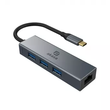 Akasa USB Type-C 4-In-1 Hub with Ethernet 1 x RJ45 3 USB-A USB 3.2 Gen 1